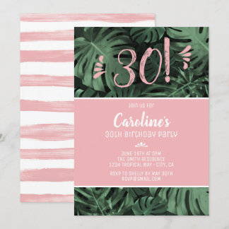 Tropenrosa Geburtstagsparty Einladung