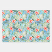Tropenrosa Gelbe Hibiskus Blume Geschenkpapier Set (Vorderseite 3)
