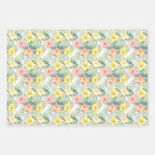 Tropenrosa Gelbe Hibiskus Blume Geschenkpapier Set (Vorderseite 2)