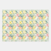 Tropenrosa Gelbe Hibiskus Blume Geschenkpapier Set (Vorderseite)