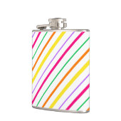 Tropenrosa, grüne, gelbe Streifen Flachmann (Links)