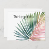 Tropenrosa grünes Leaf Postkarte (Vorne/Hinten)