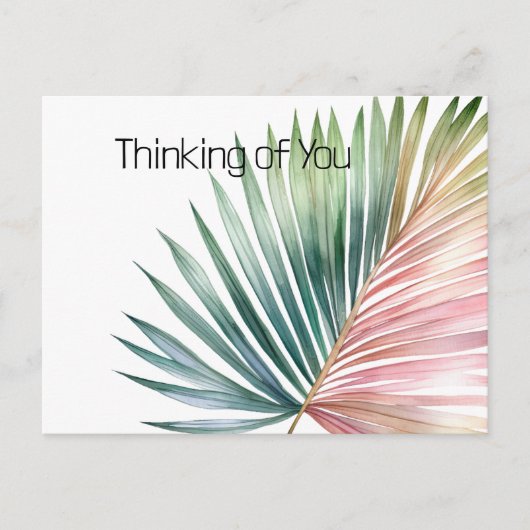 Tropenrosa grünes Leaf Postkarte (Vorderseite)