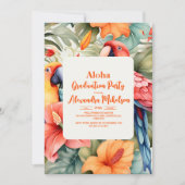 Tropenrosa Hibiskus Abschluss Einladung (Vorderseite)