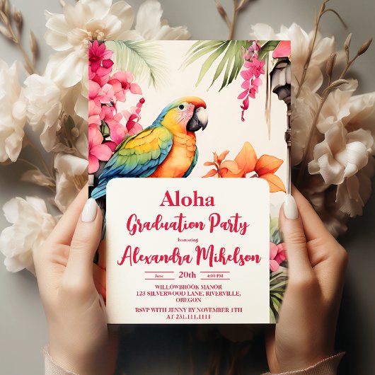 Tropenrosa Hibiskus Abschluss Einladung