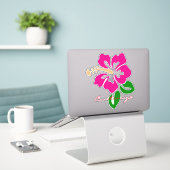 Tropenrosa Hibiskus Blume Thunder_Cove Aufkleber (Laptop auf Schreibtisch)