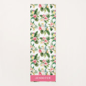 Tropenrosa Hibiskus Blumenmuster Yogamatte (Vorderseite)