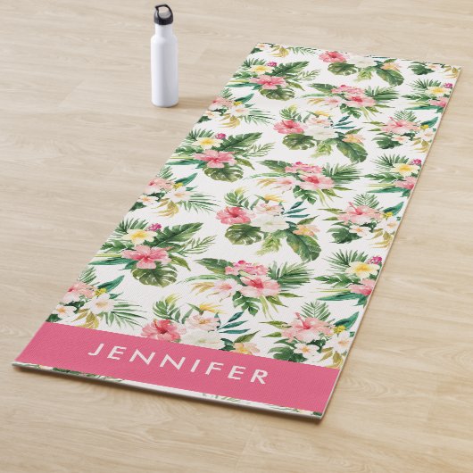 Tropenrosa Hibiskus Blumenmuster Yogamatte (Beispiel)