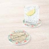 Tropenrosa Hibiskus Blütengold Getränkeuntersetzer (Seite)