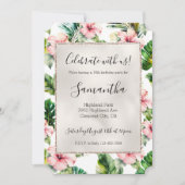 Tropenrosa Hibiskus Einladung (Vorderseite)