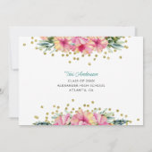 Tropenrosa Hibiskus Foto Abschluss Einladung (Rückseite)