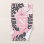 Tropenrosa Hibiskus personalisiert Monogramm Badhandtuch Set (Handtuch)