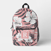 Tropenrosa Hibiskus personalisiert Monogramm Bedruckter Rucksack (Vorderseite)