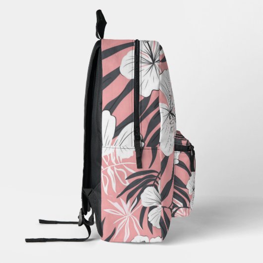 Tropenrosa Hibiskus personalisiert Monogramm Bedruckter Rucksack (Links)