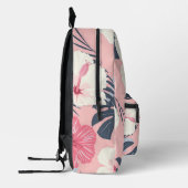 Tropenrosa Hibiskus personalisiert Monogramm Bedruckter Rucksack (Links)
