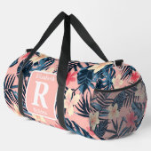 Tropenrosa Hibiskus personalisiert Monogramm Duffle Bag (Rechte Ecke)