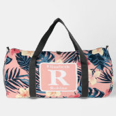 Tropenrosa Hibiskus personalisiert Monogramm Duffle Bag (Rückseite)
