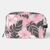 Tropenrosa Hibiskus personalisiert Monogramm Waschbeutel (Rückseite)
