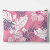 Tropenrosa Hibiskus personalisiert Monogramm Zubehörtasche (Rückseite)