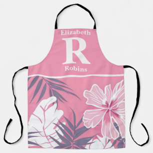 Tropenrosa Hibiskus personalisiert Schürze