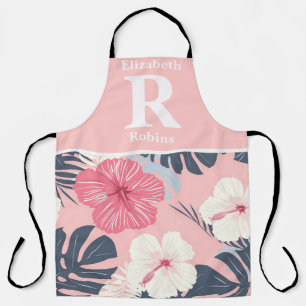 Tropenrosa Hibiskus personalisiert Schürze