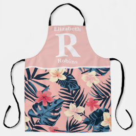 Tropenrosa Hibiskus personalisiert Schürze