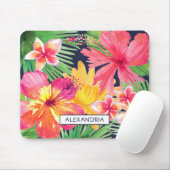 Tropenrosa Hibiskus Plumeria Navy Custom Mousepad (Mit Mouse)