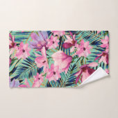 Tropenrosa Marineblau Gold Moderne Blüten Handtuch (Handtuch)