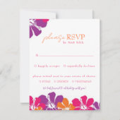 Tropenrosa Orange Lila Hibiskus RSVP Karte (Vorderseite)