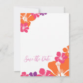 Tropenrosa Orange Lila Hibiskus Save the Date Einladung (Rückseite)