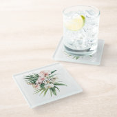 Tropenrosa Orchid-Blume Glasuntersetzer (Schrägansicht)