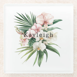 Tropenrosa Orchid-Blume Glasuntersetzer