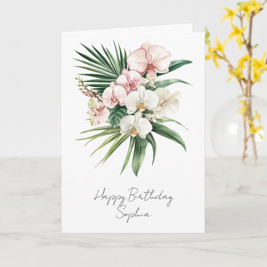 Tropenrosa Orchid-Blume Karte (Gelbe Blume)