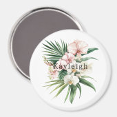 Tropenrosa Orchid-Blume Magnet (Vorderseite/Rückseite)