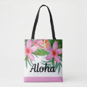 Tropenrosa Plumeria Aloha II Tote Beutel Tasche (Vorderseite)