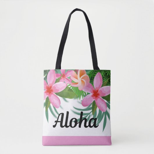 Tropenrosa Plumeria Aloha II Tote Beutel Tasche (Vorderseite)