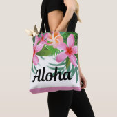 Tropenrosa Plumeria Aloha II Tote Beutel Tasche (Von Nahem)
