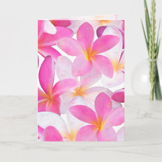 Tropenrosa Plumeria Blume Hawaii Karte (Vorderseite)