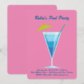 Tropenrosa Pool-Party Einladung (Vorne/Hinten)