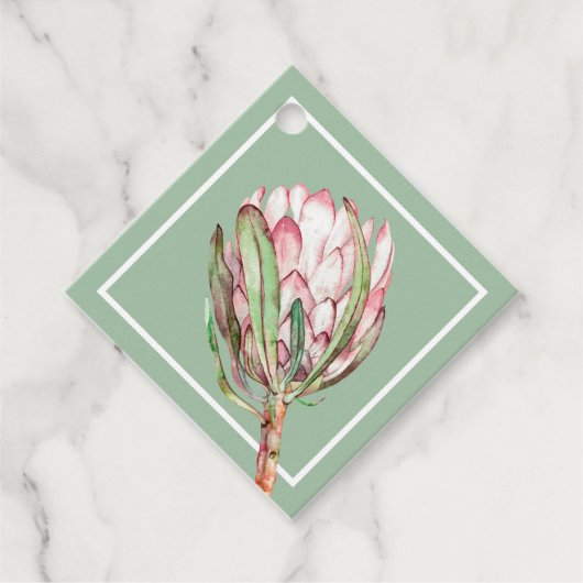 Tropenrosa-Protea-Floral-DIAMOND-Party Geschenkanhänger (Vorderseite)