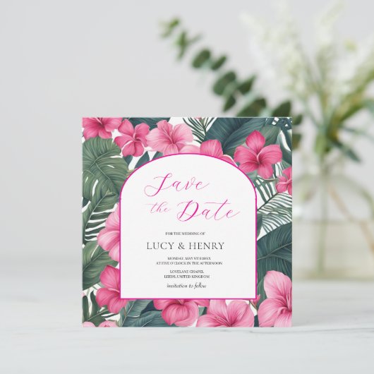 Tropenrosa Save The Date (Stehend Vorderseite)