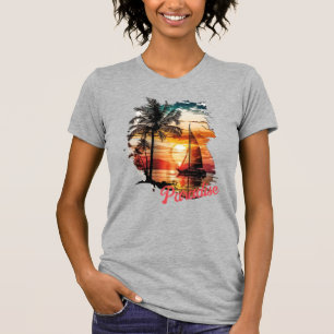 Tropenrosa Segelpalmen T-Shirt