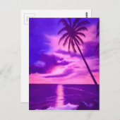 Tropenrosa Sonnenuntergang Postkarte (Vorne/Hinten)