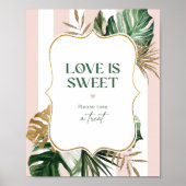 Tropenrosa Streifen Liebe ist süß nehmen Sie eine  Poster (Vorne)