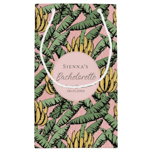 Tropenrosa und gelber Bananenfisch-Junggeselinnen- Kleine Geschenktüte (Rückseite)