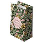 Tropenrosa und gelber Bananenfisch-Junggeselinnen- Kleine Geschenktüte (Rückseite Schrägansicht)