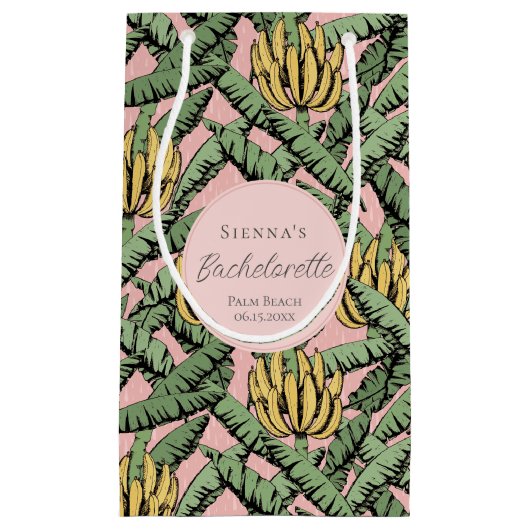 Tropenrosa und gelber Bananenfisch-Junggeselinnen- Kleine Geschenktüte (Vorderseite)