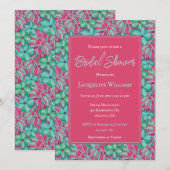 Tropenrosa und grünes Brautparty Einladung (Vorne/Hinten)