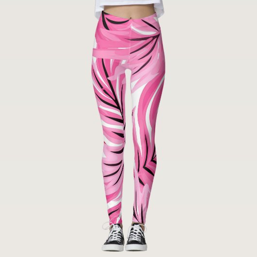 Tropenrosa und weiße Leggings (Vorderseite)