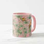 Tropenrosa Vögel Bamboo Chinoiserie Hübsch Tasse (VorderseiteRechts)